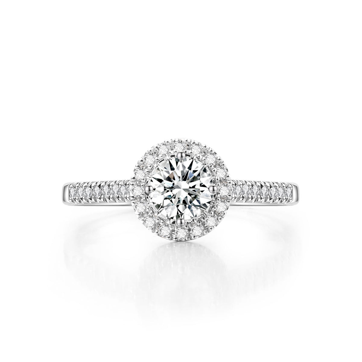 Classic Round Halo Pavé Lab-Grown Diamond Engagement Ring in 14k White Gold