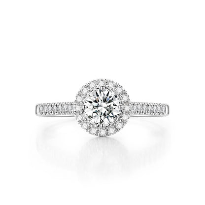 Classic Round Halo Pavé Lab-Grown Diamond Engagement Ring in 14k White Gold