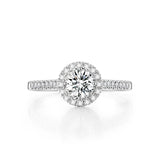 Classic Round Halo Pavé Lab-Grown Diamond Engagement Ring in 14k White Gold