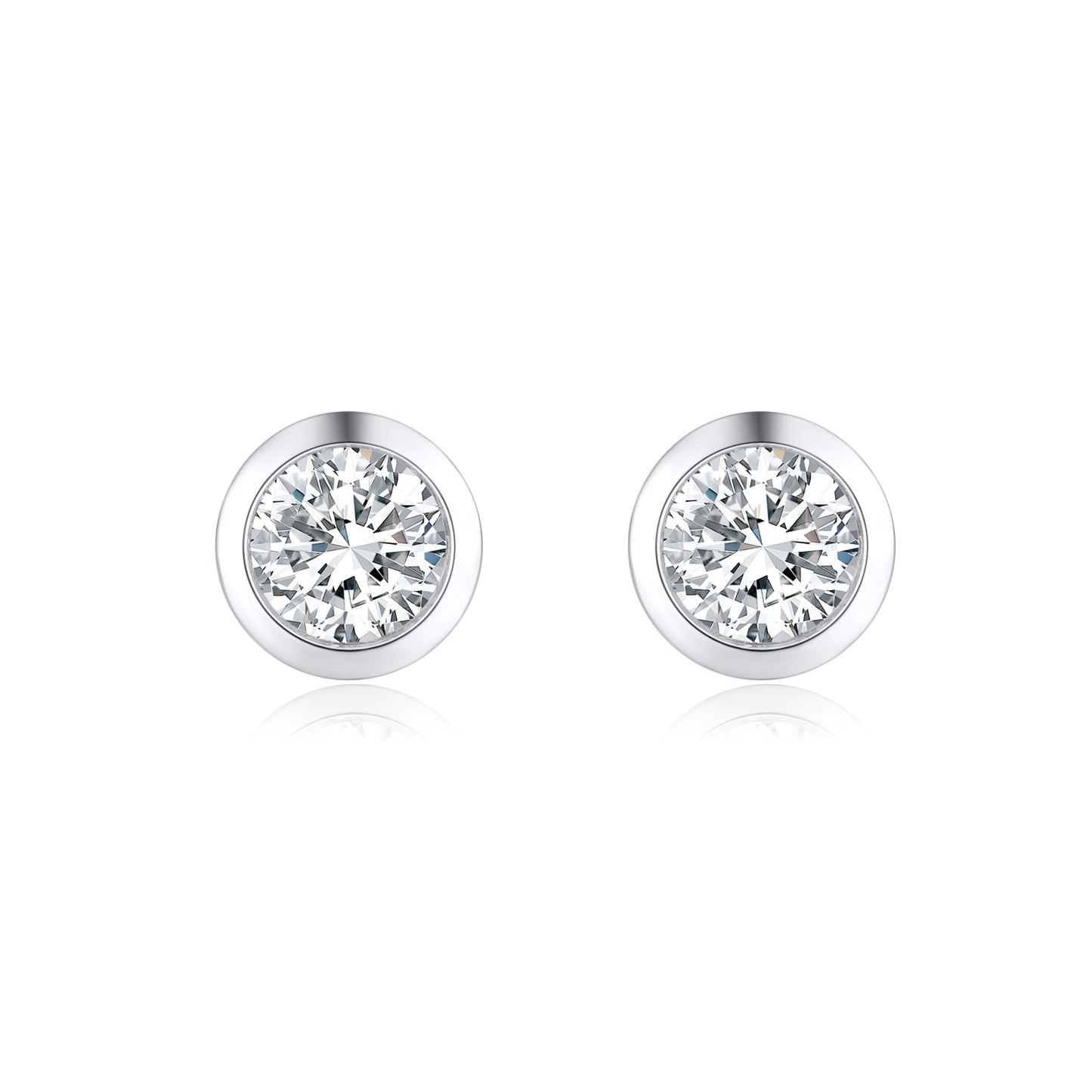 Bezel-Set Round Lab-Grown Diamond Stud Earrings in 14k White Gold