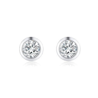 Bezel-Set Round Lab-Grown Diamond Stud Earrings in 14k White Gold