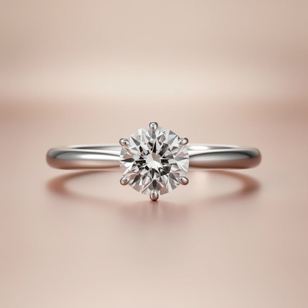 Classic Six-Prong Solitaire Lab-Grown Diamond Engagement Ring in 14k White Gold