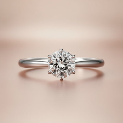 Classic Six-Prong Solitaire Lab-Grown Diamond Engagement Ring in 14k White Gold